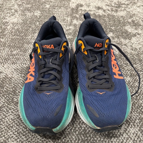 Hoka One One Bondi 8 Navy Aqua Athletic Running Shoes Womens U.S. 7.5 - Picture 2 of 6